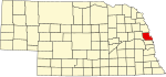 Map of Nebraska highlighting Washington County